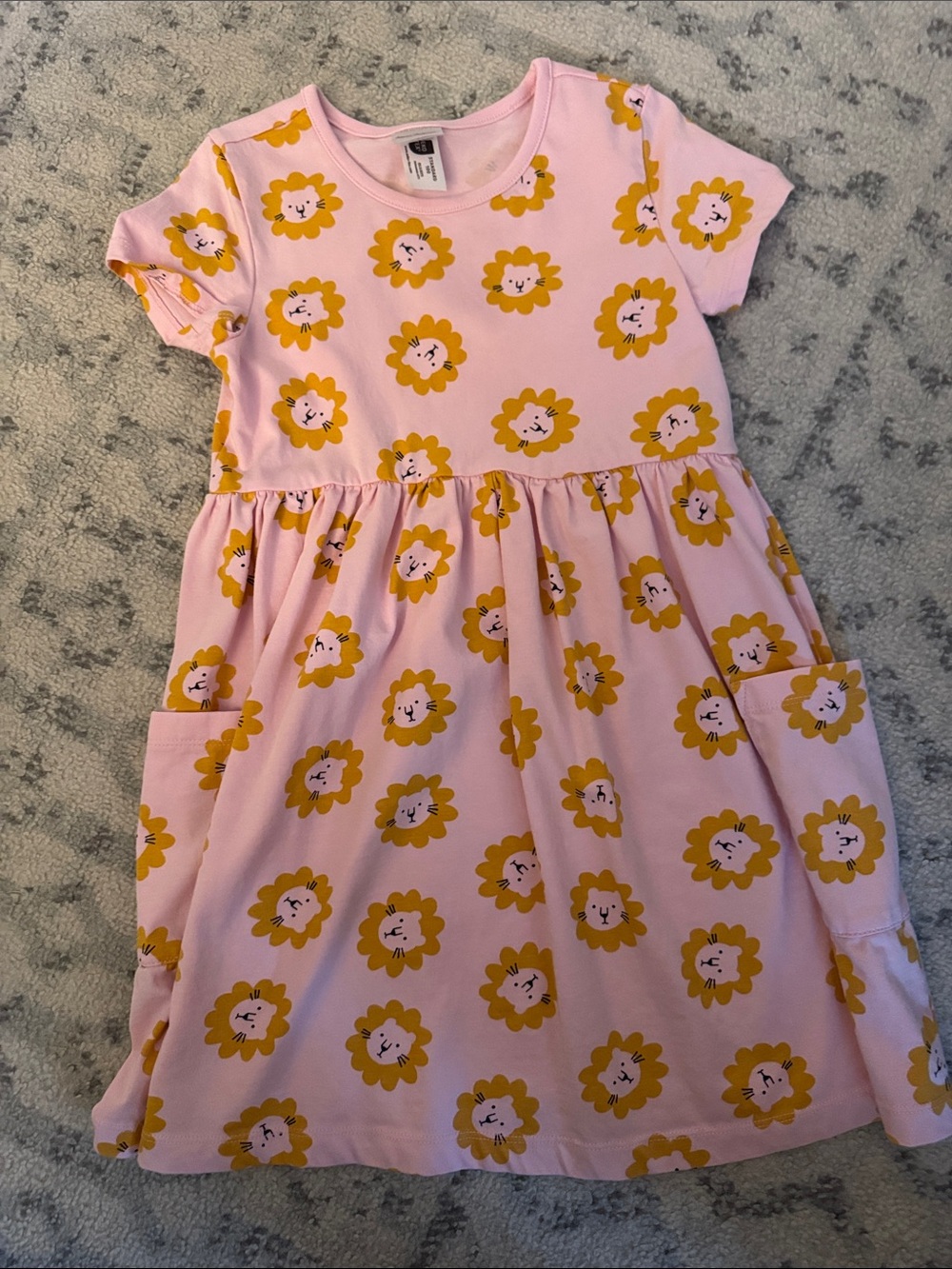 Hanna Anderson Kids Pink Lion Print Short Sleeve Dress